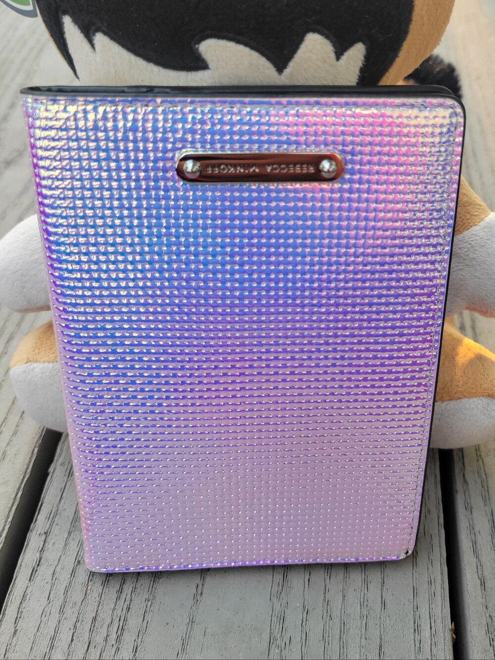 Rebecca Minkoff Holographic Metalic Silver Shiny Passport Organizer Reflective